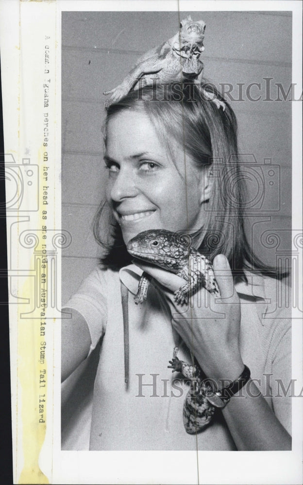 1973 Patty Pope has Iguana on her head and an Australian Stump tail - Historic Images