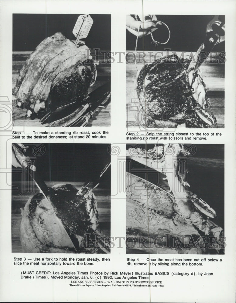 1992 Press Photo Standing Rib Roast How-To Steps - Historic Images