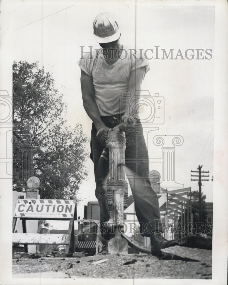 1966 Streets Closed Power Line Construction First National Bank - Historic Images