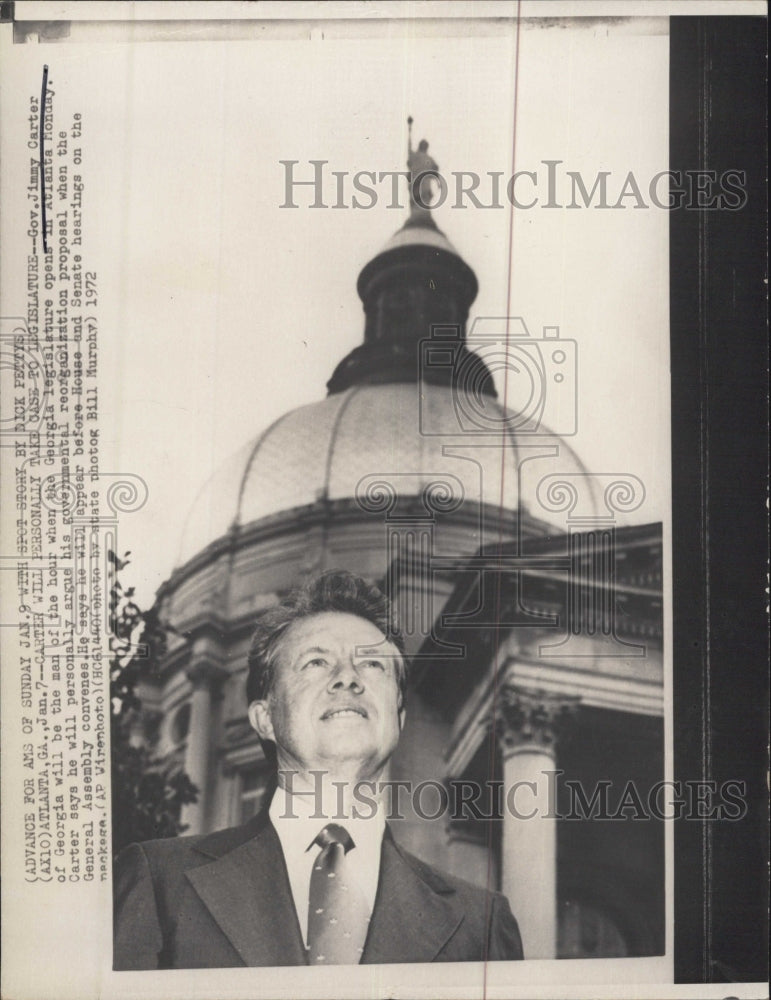 1972 Governor Jimmy Carter Outside Capitol Building Atlanta - Historic Images