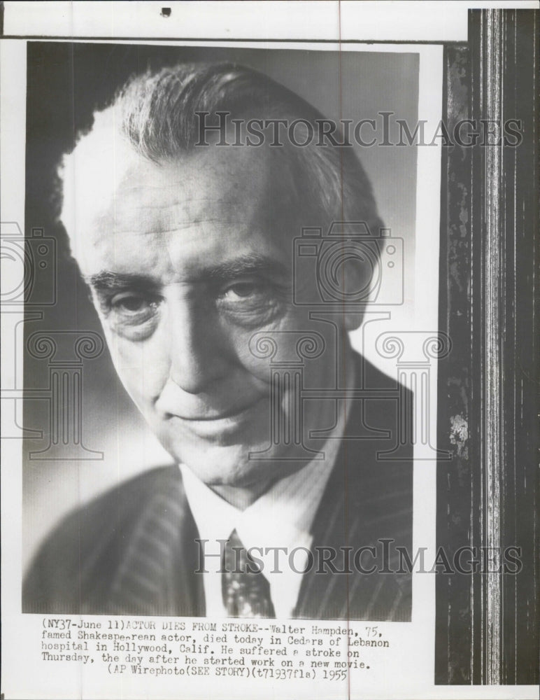 1955 Walter Hampden Shakespeare Actor Cedars Of Lebanon Hospital - Historic Images