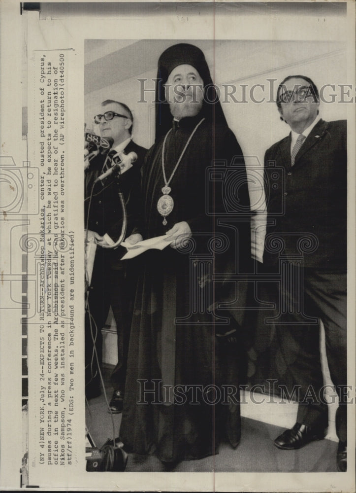 1974 Archbishop Makarios New York Press Conference - Historic Images