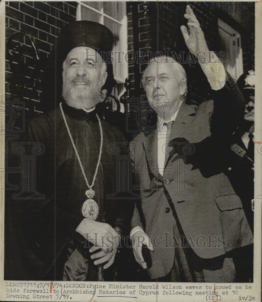 1974 Prime Minister Harold Wilson Archbishop Makarios Of Cyprus - Historic Images