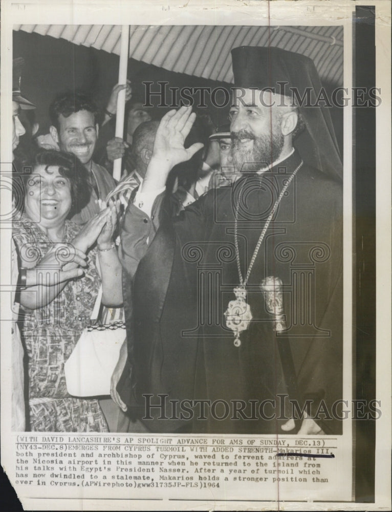 1964 Press Photo Archbishop Makarios President Of Cyprus United Nations - Historic Images