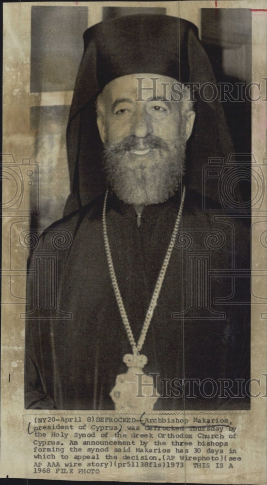 1968 Press Photo Archbishop Makarios President of Cyprus - Historic Images