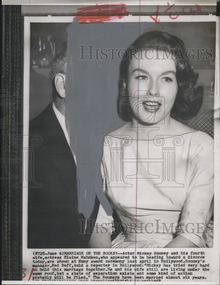 1958 Mickey Rooney Wife Elaine Mahnken Model Actor - Historic Images