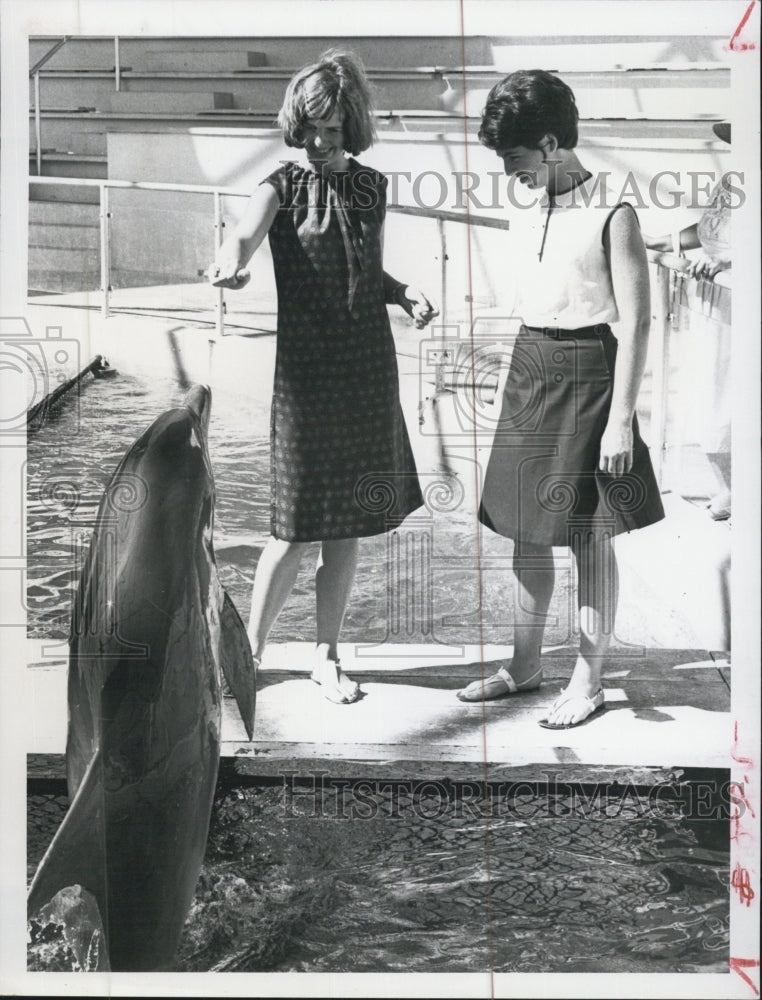 1965 Press Photo German Exchange Student visited the Aquatarium. - Historic Images