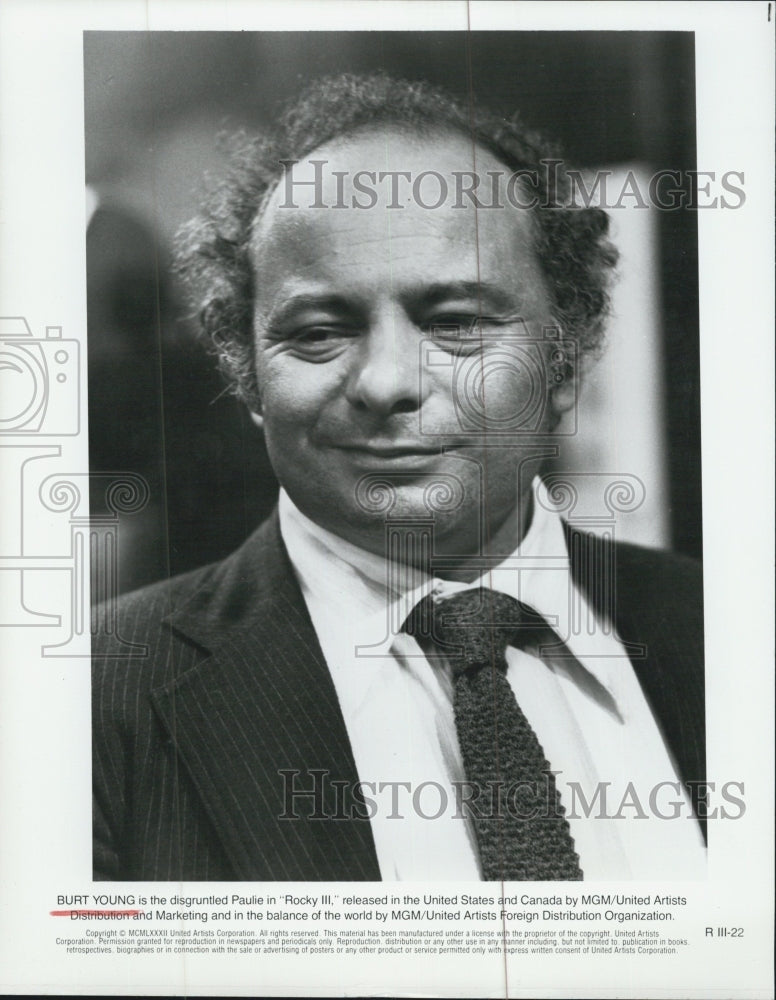 Press Photo Burt Young as Paulie in Rocky III - Historic Images