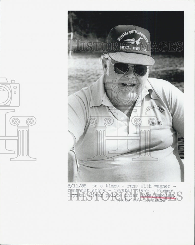 1988 Press Photo Former Crystal River police chief Make Handley - Historic Images
