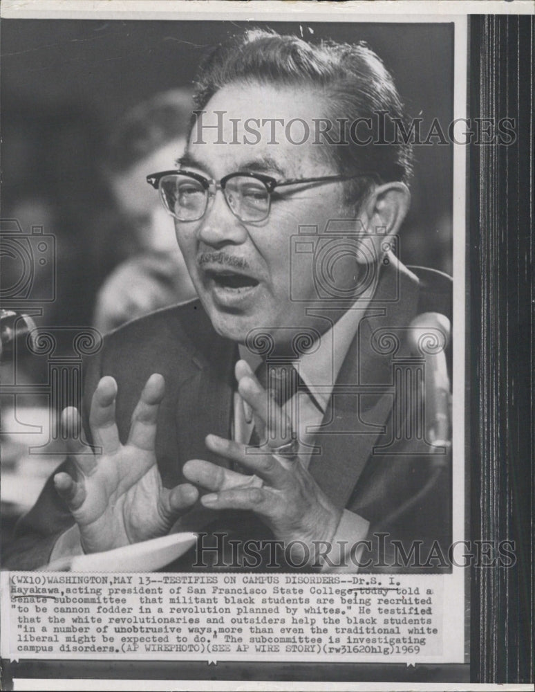 1969 Dr SI Hayakawa Acting President San Francisco State - Historic Images