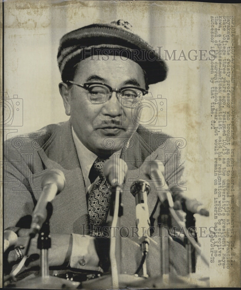 1972 Dr. S.I. Hayakawa, professor that stopped riots at San - Historic Images