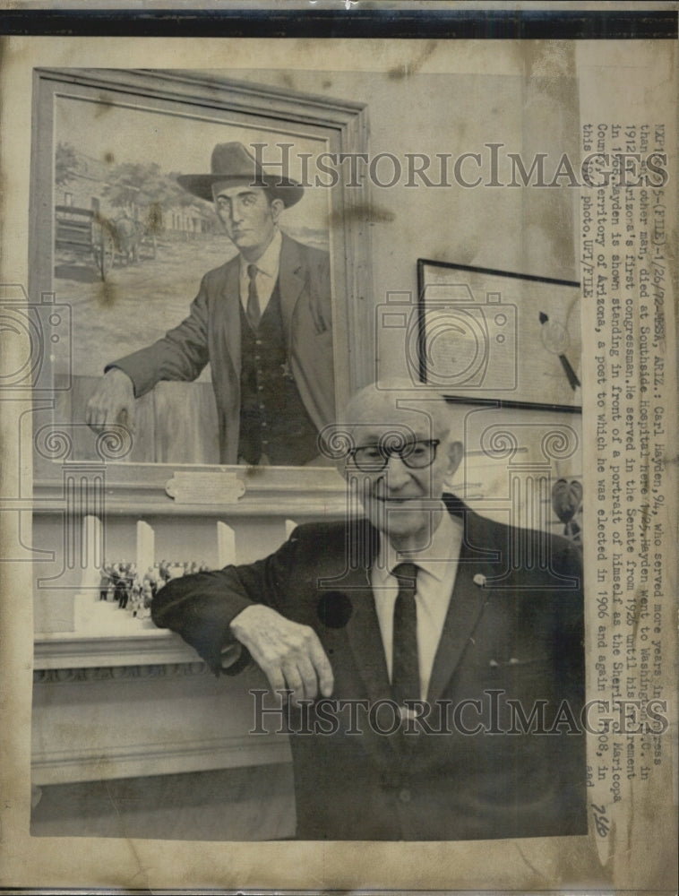 1972 Carl Hayden, longest serving congressman & senator. - Historic Images