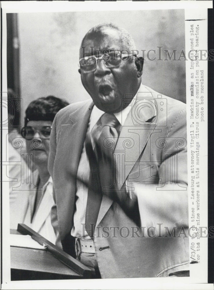 1980 Press Photo Virgil D. Hawkins, attorney - Historic Images