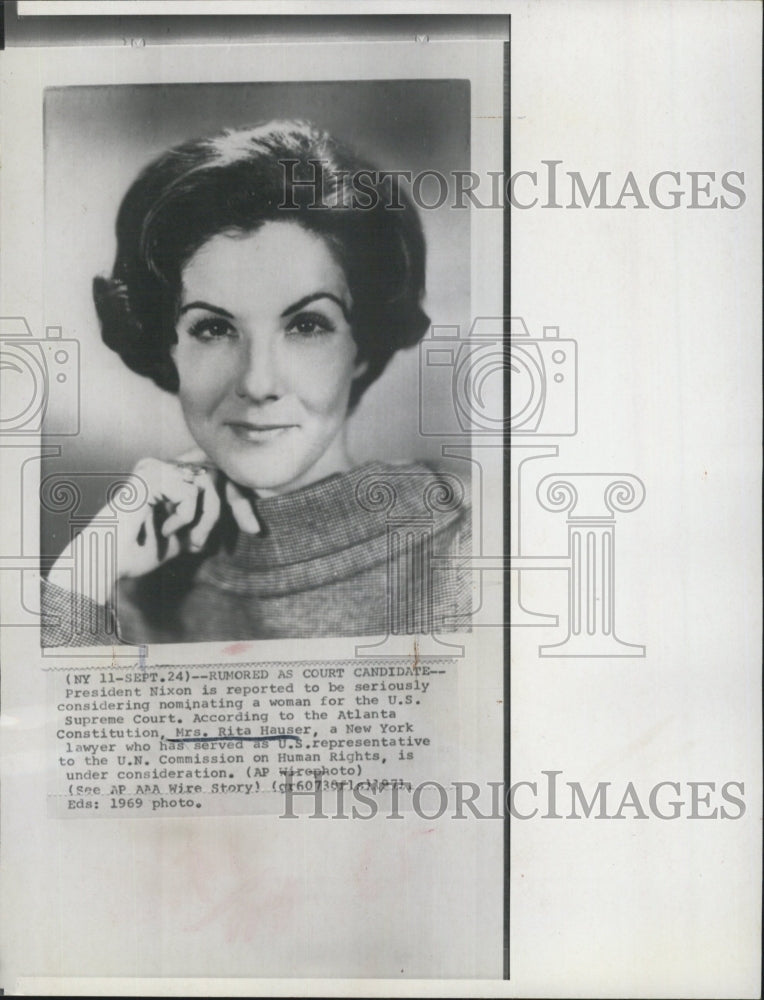 1969 Press Photo Mrs Rita Hauser Supreme Court Candidate - Historic Images