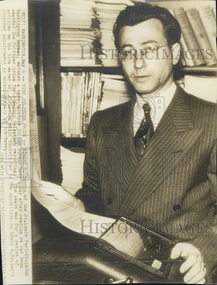 1946 of Edward A. Harris, Pulitzer Prize for telegraph reporting - Historic Images