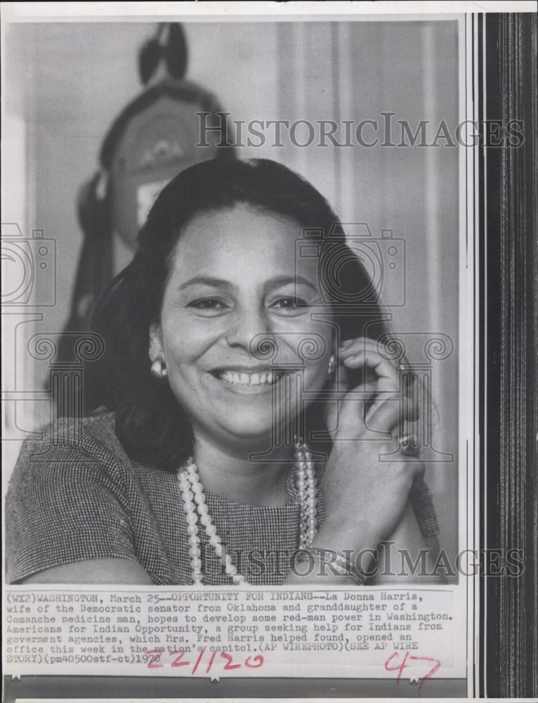 1970 La Donna Harris, American For Indian Opportunity Organization - Historic Images