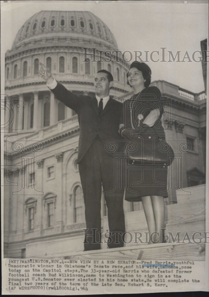 1964 Senator Fred Harris and his wife. - Historic Images