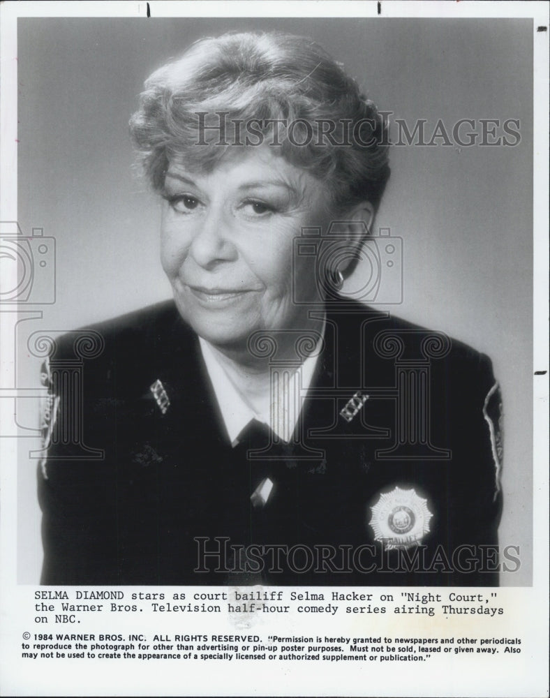 1984 Press Photo Selma Diamond Actress NIGHT COURT - Historic Images