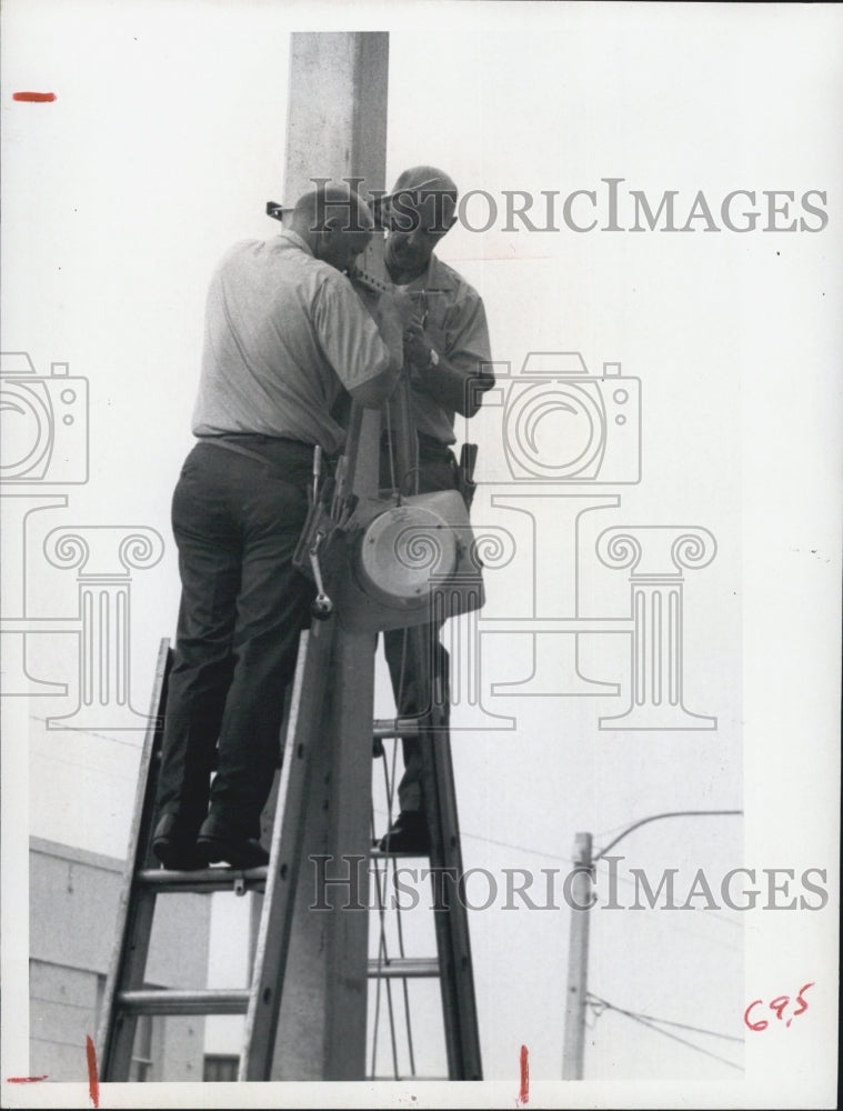 1969 utility poles St. Petersburg Florida Dick Allen John Coates - Historic Images