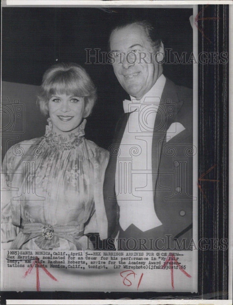 1965 Press Photo Rex Harrison nominated Oscar wife Rachel Roberts - Historic Images