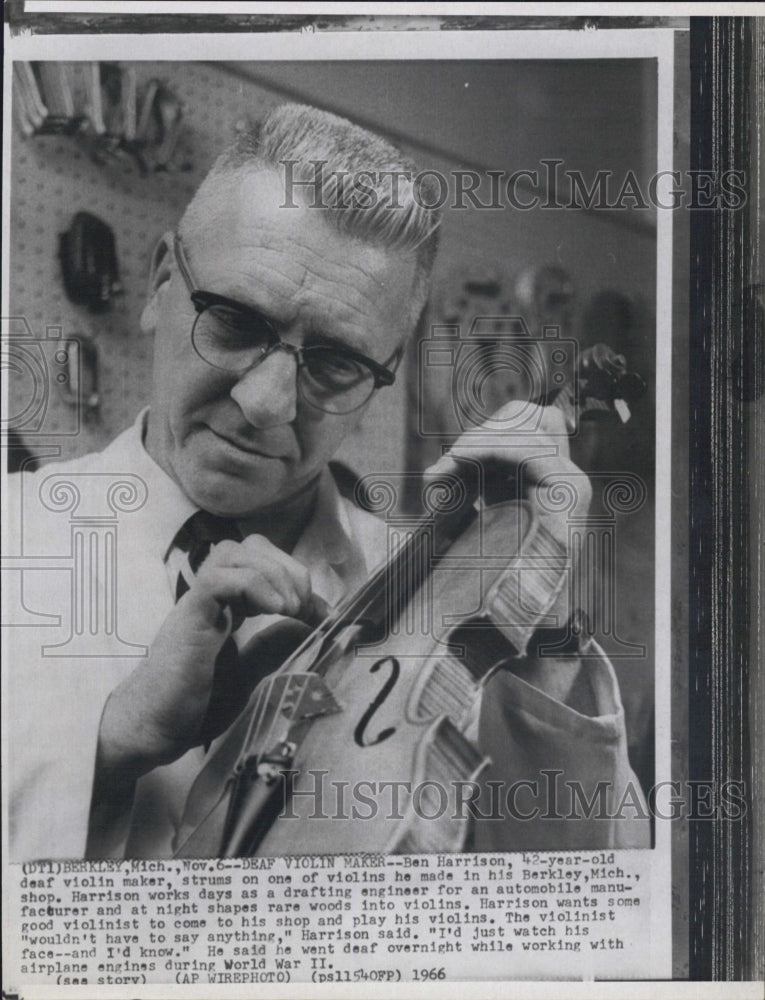 1966 Ben Harrison with his violin. - Historic Images