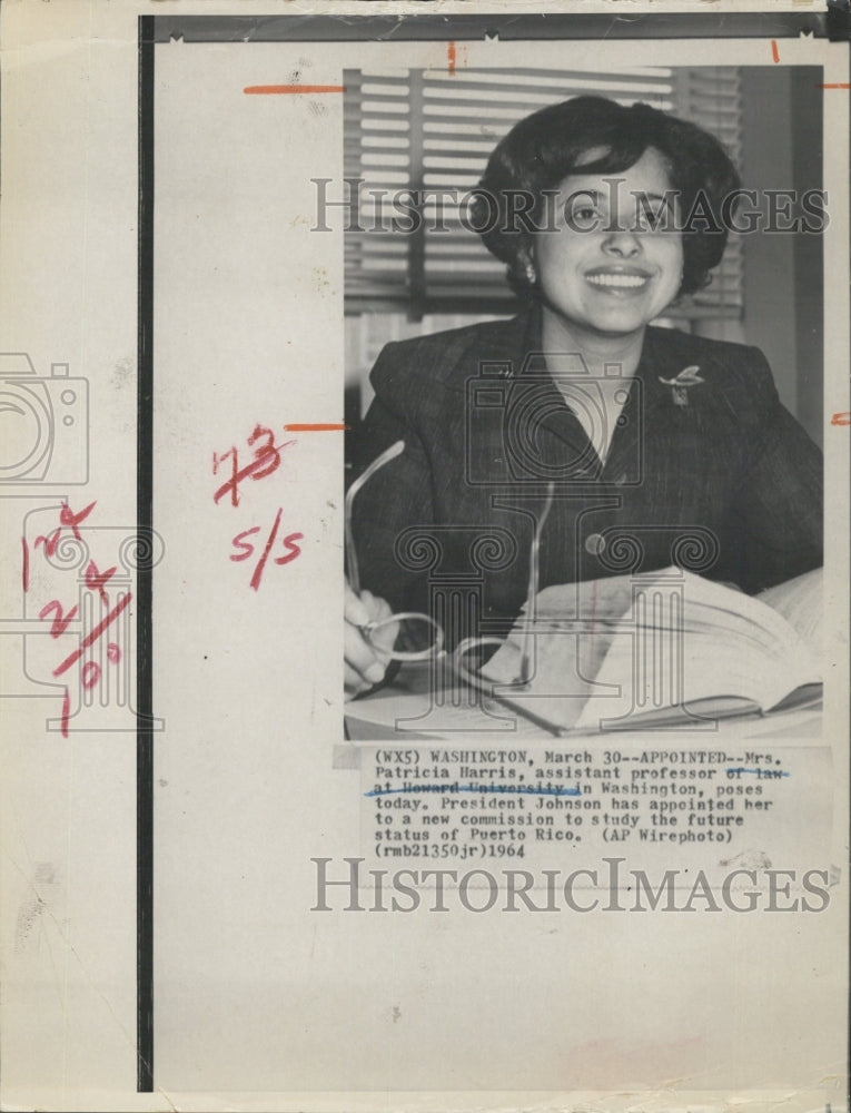 1965 Press Photo Mrs. Patricia Harris, Asst. Professor of Law at Howard Univ. - Historic Images