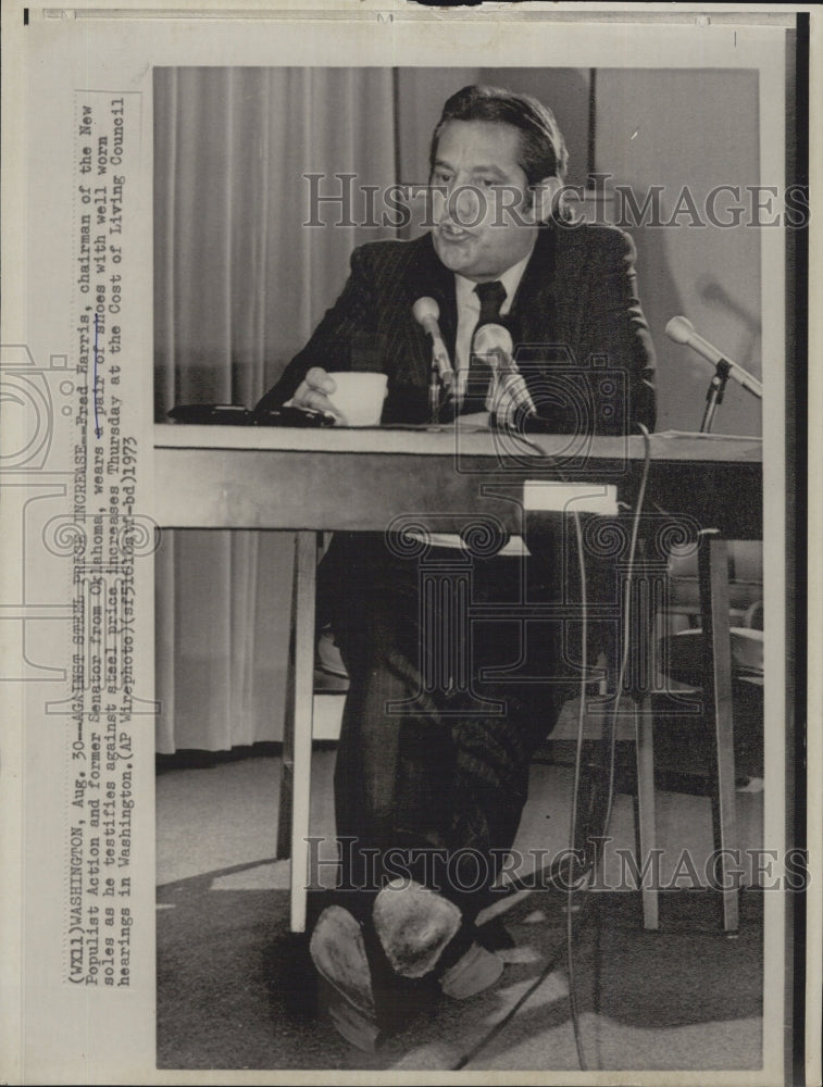 1973 Fred Harris  testifies against steel price increases Thursday at the cost of Living - Historic Images