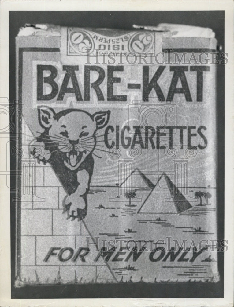 1967 Old package of Bare-Kat cigarettes. - Historic Images