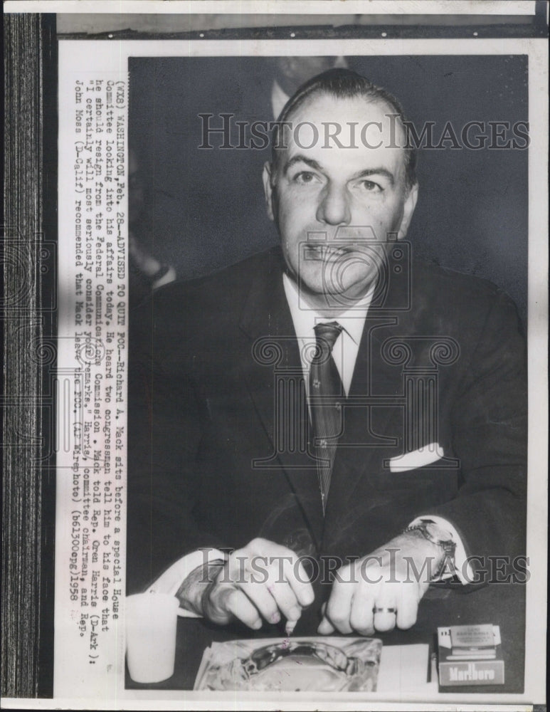 1958 Richard A. Mack Member of Federal Commission. - Historic Images