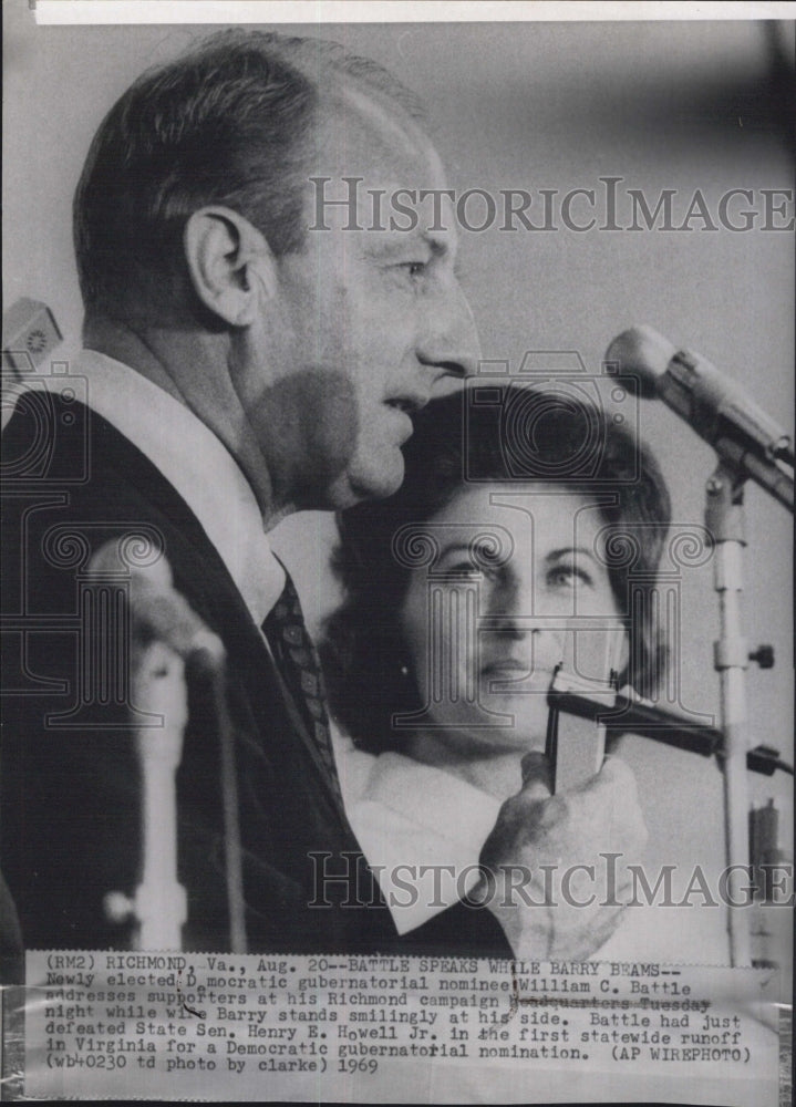 1969 Press Photo William C Battle Democratic Governor Candidate Virginia - Historic Images