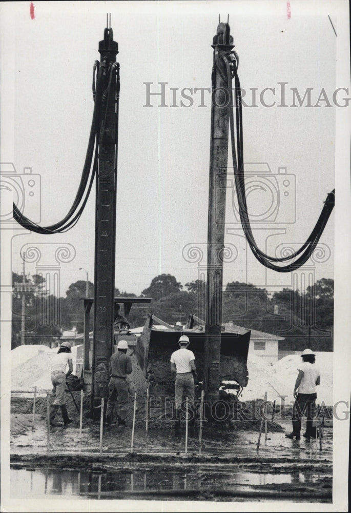 1974 builder South Pasadena water high pressure holes ground pilings - Historic Images