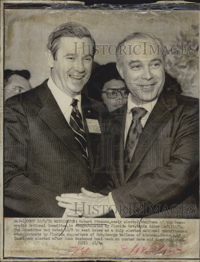 1972 Robert Strauss and Gov. Reubin Askew  of Florida. - Historic Images