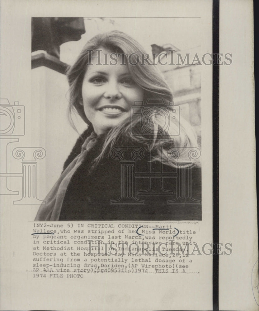 1974 Press Photo Marji Wallace former Miss World. - RSG65577 - Historic Images