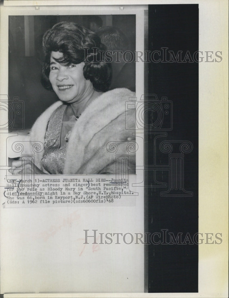 1968 Press Photo Juanita Hall Dies - Historic Images