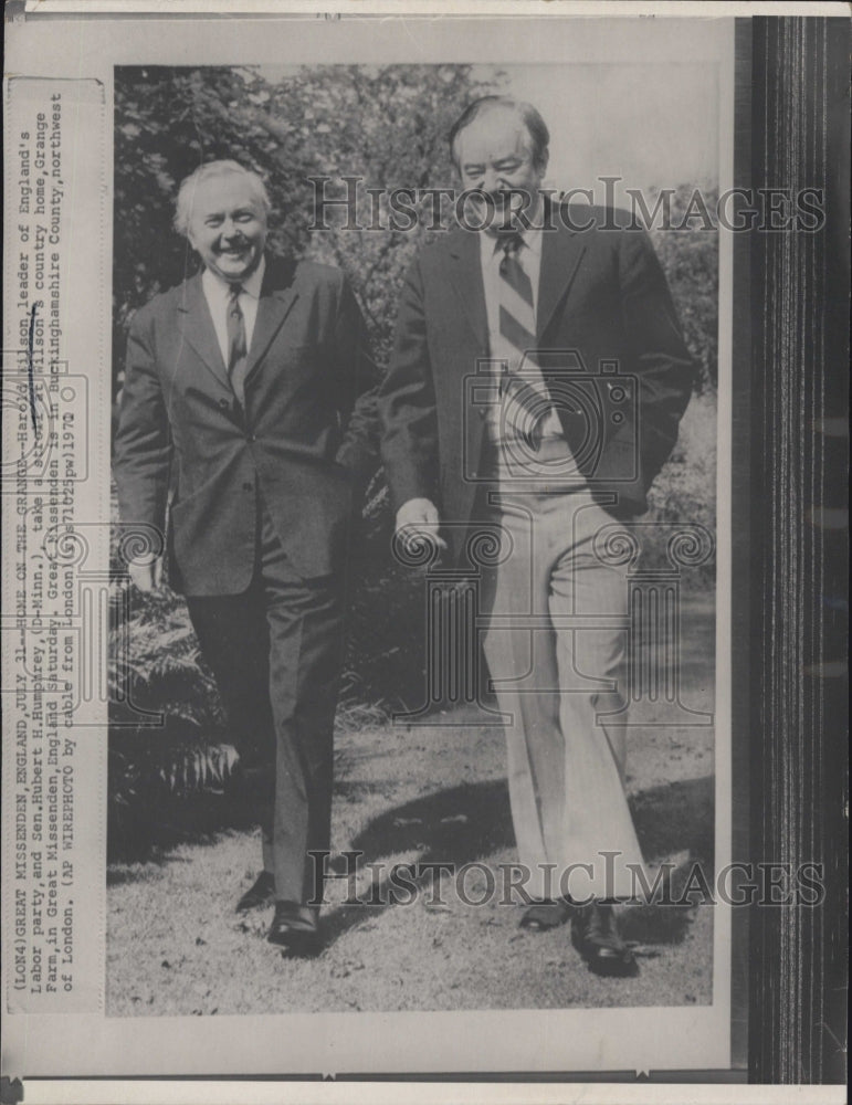 1971 Press Photo Harold Wilson/England Labor Party/US Senator Hubert H. Humphrey - Historic Images