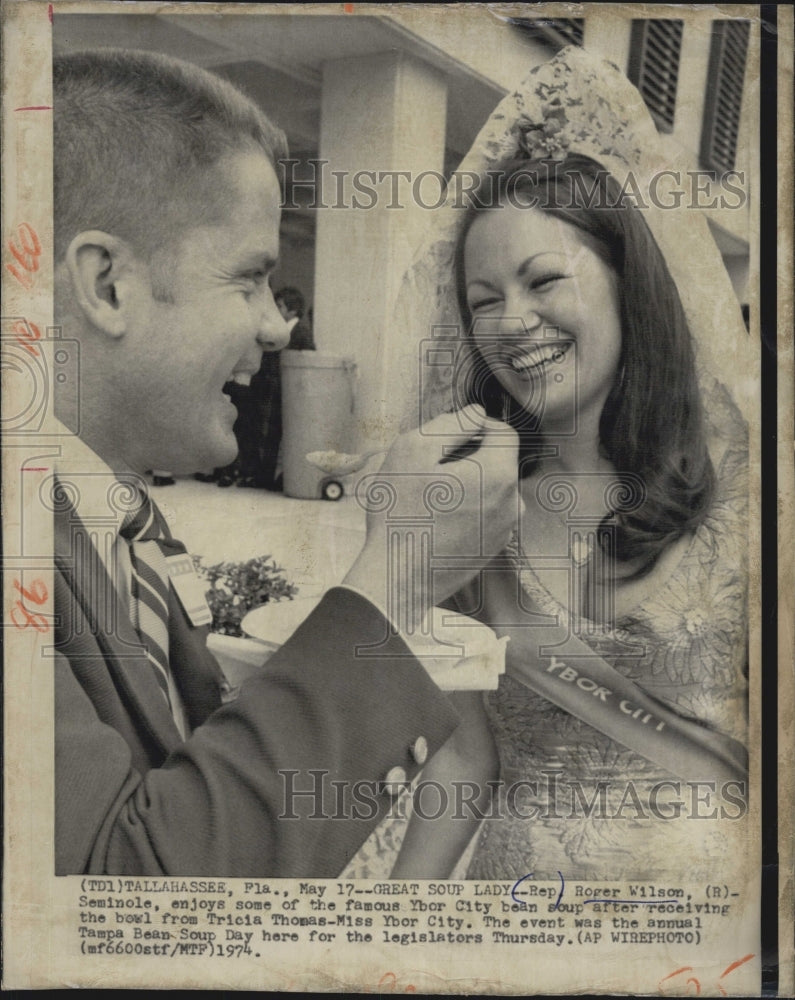 1974 Representative Roger Wilson Bean Soup Tricia Thomas Miss Ybor - Historic Images