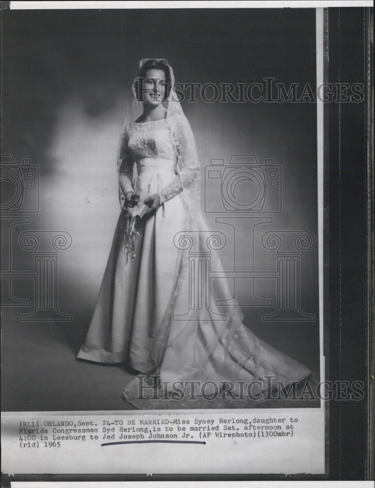 1965 Press Photo Miss Syney Herlong to Marrry Jed Joseph Johnson, Jr. - Historic Images