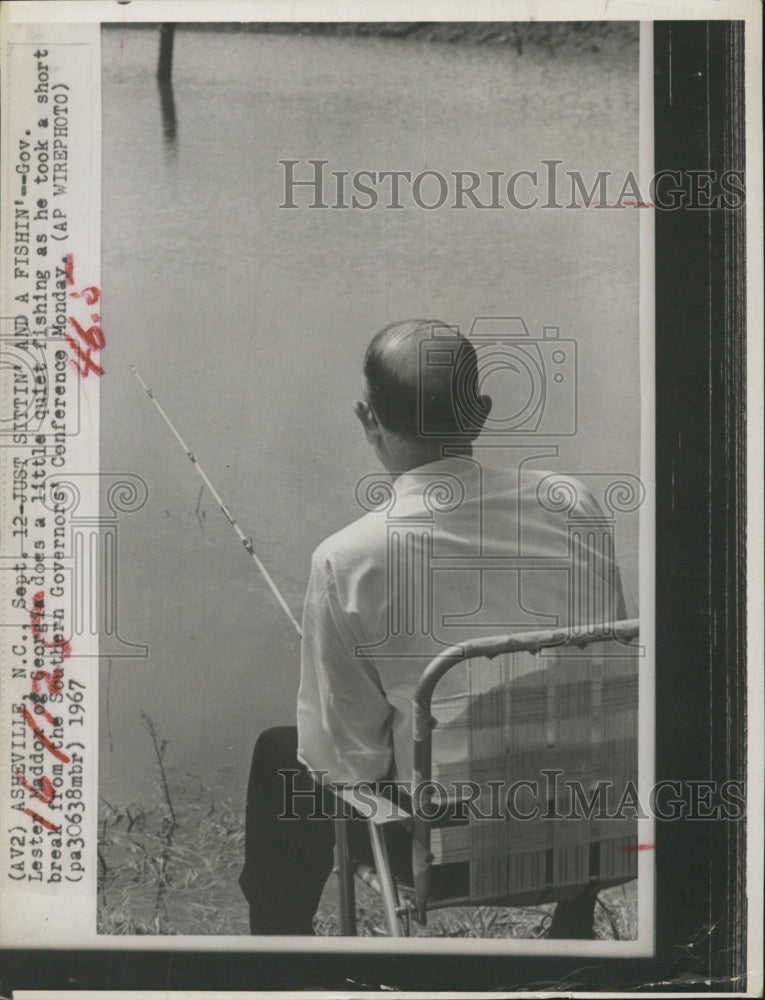 1967  Georgia Governor Lester Maddox Fishing - Historic Images