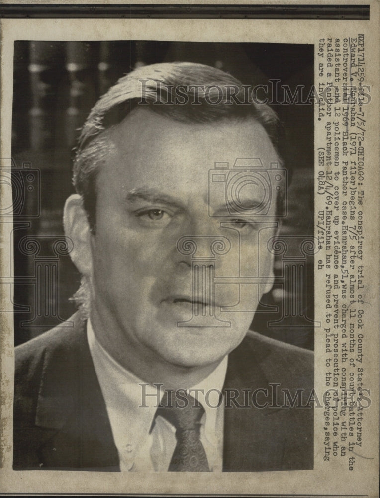 1972 Press Photo conspiracy trial Cook County State Attorney Edward Hanrahan - Historic Images