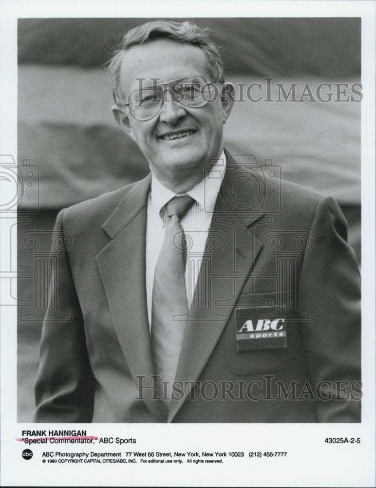 1990 Press Photo Special Commentator ABC Sports Frank Hannigan - Historic Images