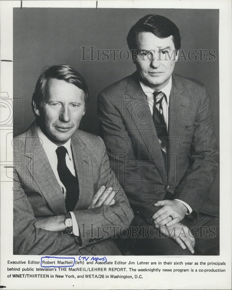 1981 Press Photo editor Robert MacNeil Jim Lehrer The MacNeil/Lehrer Report - Historic Images