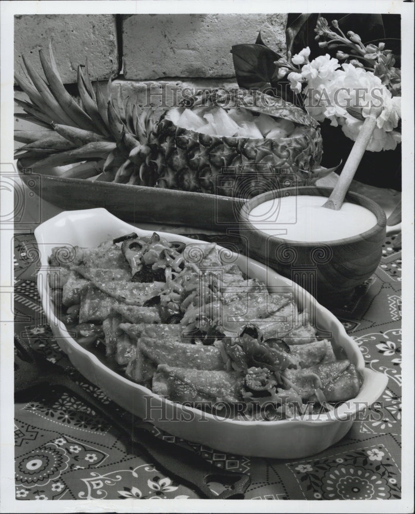 1976 Taxco Tortilla Casserole And Pineapple Juarez Served Hot Recipe - Historic Images