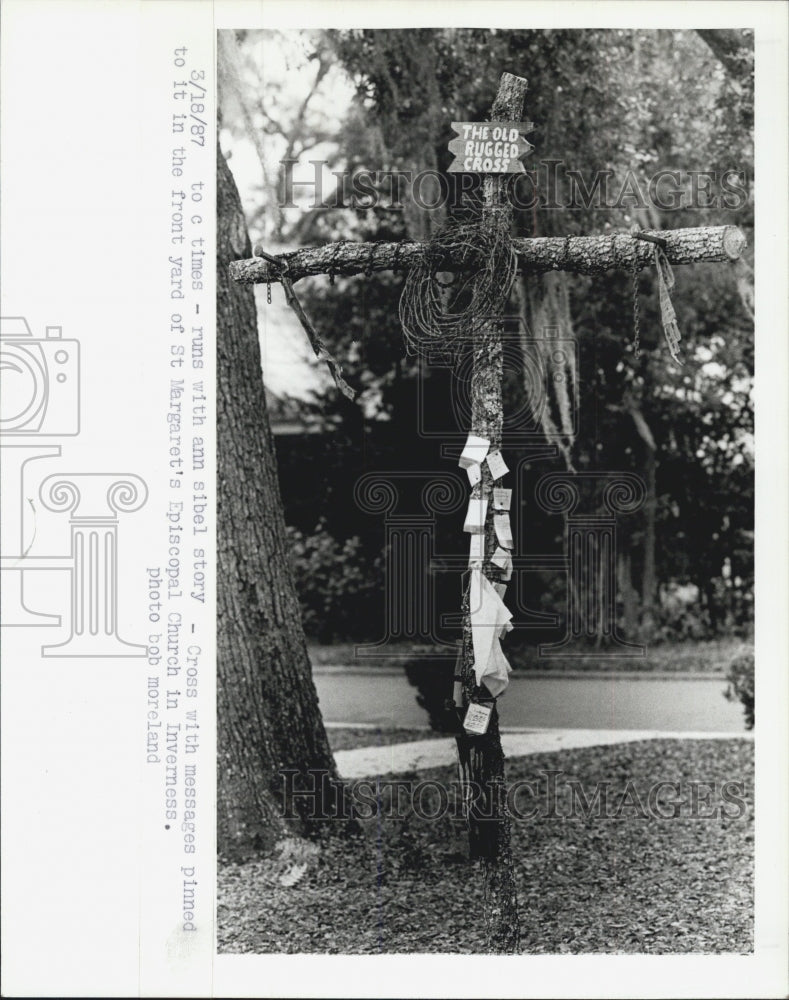 1987 Press Photo Old Rugged Cross St. Margaret&#39;s Episcopal - Historic Images