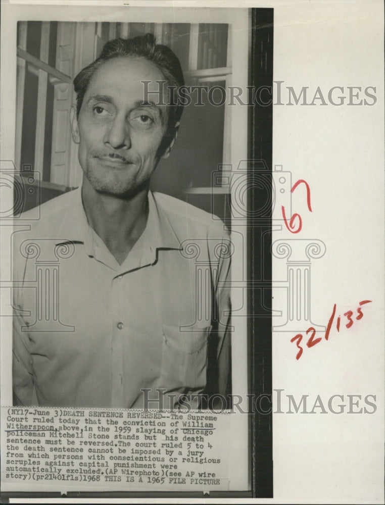 1965 William Witherspoon Convict/Murder Of Policeman Mitchell Stone - Historic Images