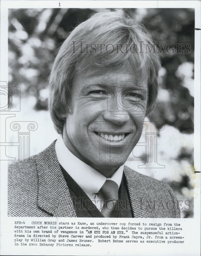 1981 Press Photo Actor Chuck Norris in An Eye For An Eye - Historic Images