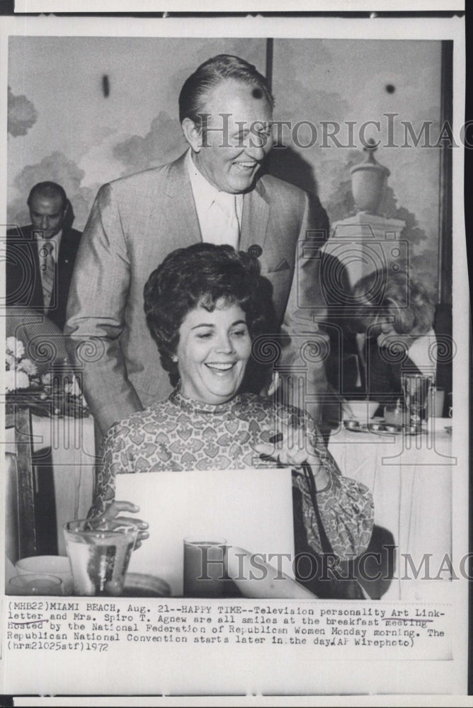1972 Television Personality Art Linkletter & Mrs. Spiro T. Agnew - Historic Images