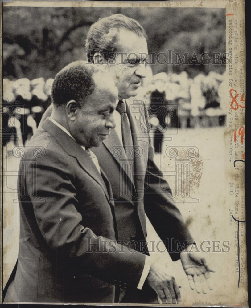 1973  President Nixon and Ivory Coast President Felix Hounnouet- - Historic Images