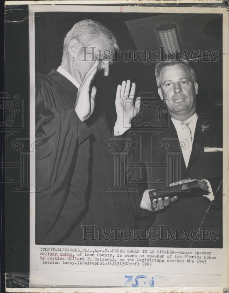 1963 House Speaker Mallory Horne Being sworn in - Historic Images