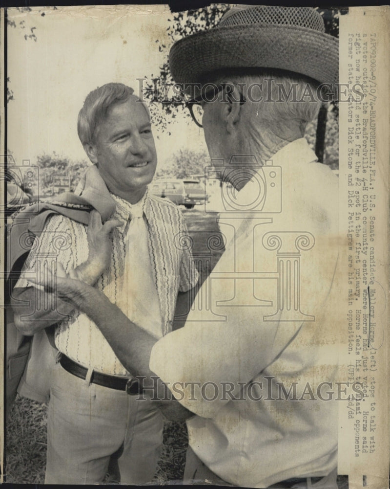 1974 Press Photo U.S. Senate Candidate Mallory Horne On Campaign Trail - Historic Images