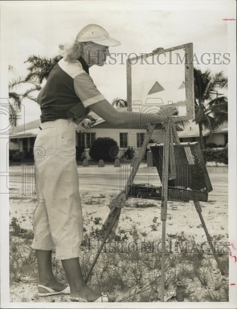 Press Photo Holiday Painting By Miss Eleanor Holm Palm Tree School Of Art - Historic Images